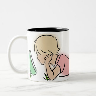 Reader in Grass Two-Tone Coffee Mug