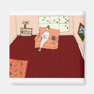 reader in peach room magnet
