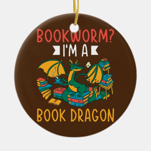 Reader Reading Book Lover Book Dragon Literature Ceramic Ornament