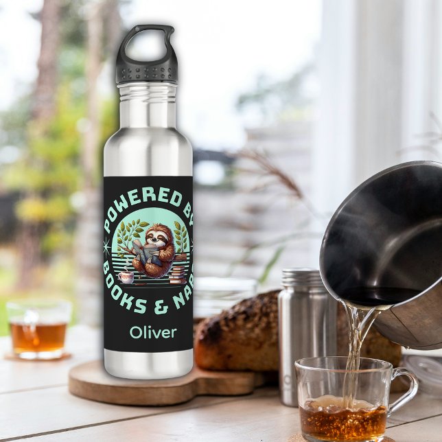 Reader Sloth. Unique Gift for Book Lover Stainless Steel Water Bottle (Creator Uploaded)