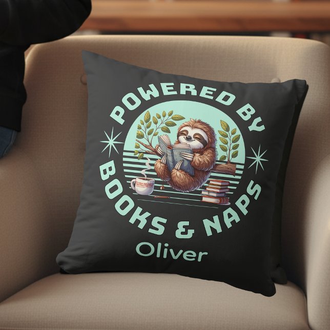 Reader Sloth. Unique Gift for Book Lover Throw Pillow (Creator Uploaded)