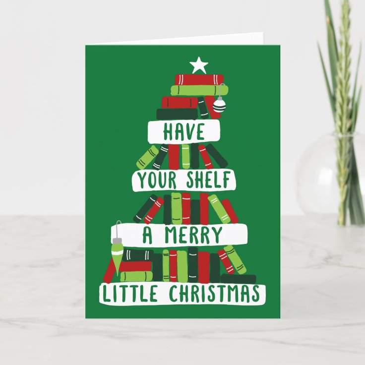 Readers and Book Lovers Christmas Tree Holiday Card | Zazzle