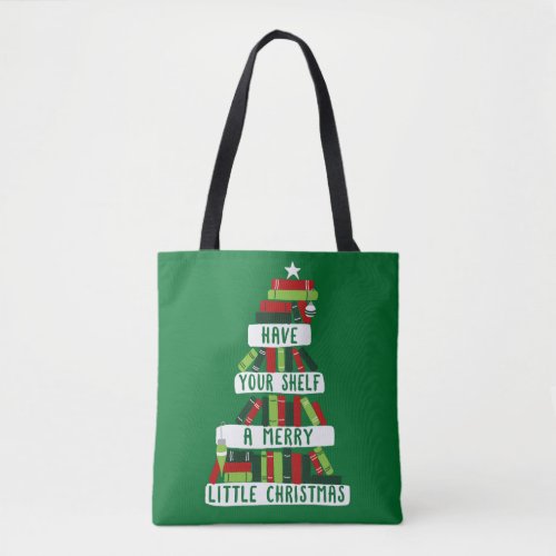 Readers and Book Lovers Christmas Tree Tote Bag