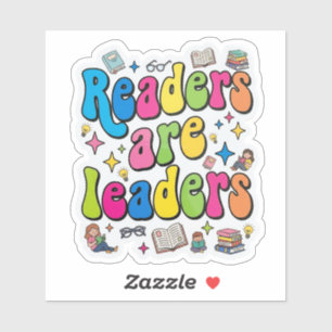 Readers are leaders - cute colorful reading sticker
