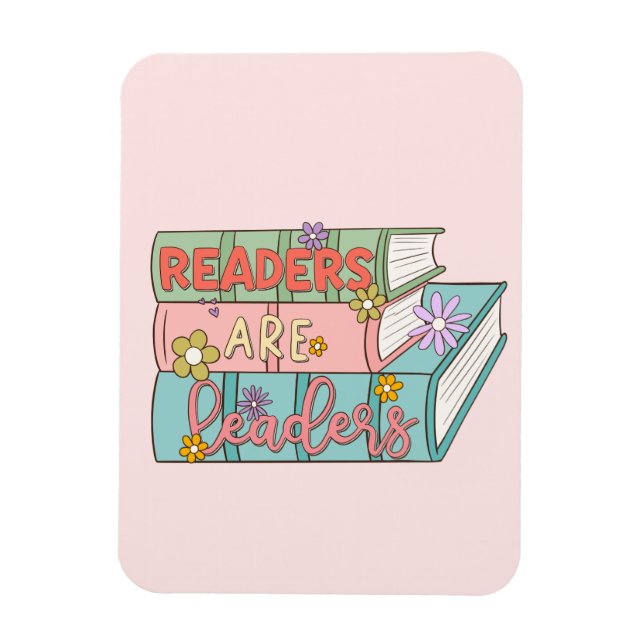 Readers Are Leaders – Cute & Inspirational Book Magnet (Vertical)