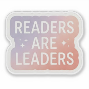 Readers are leaders - pink book lover reading sticker
