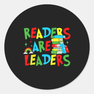 Readers are leaders reading book lover teacher kid classic round sticker