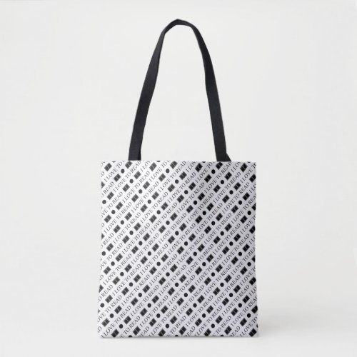 Readers Black  White Book Typography Pattern Tote Bag