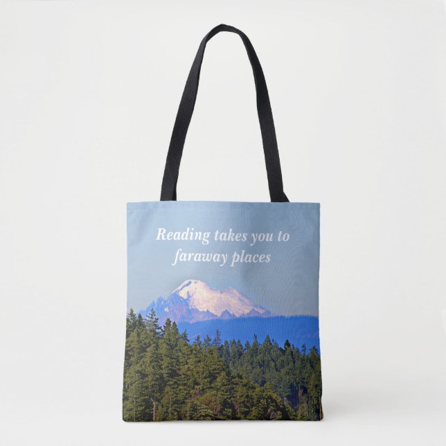 Reader's book bag, pretty scene for book lovers tote bag (Front)