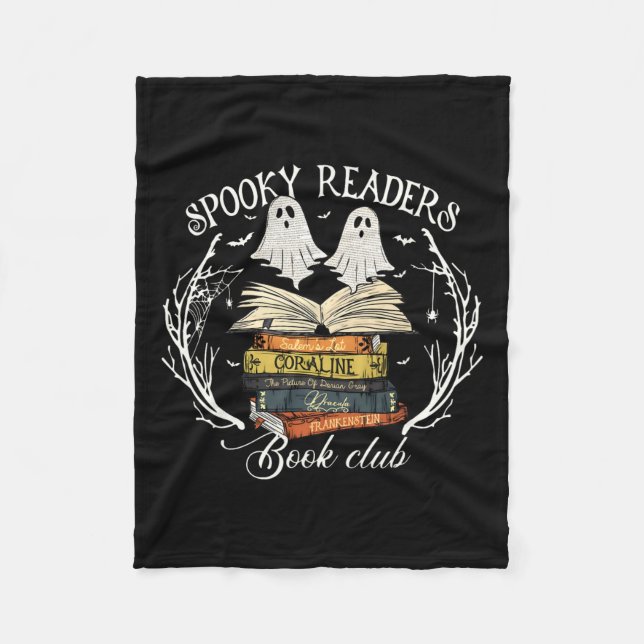 Readers Book Club Teacher Funny Ghost Happy Hallow Fleece Blanket (Front)