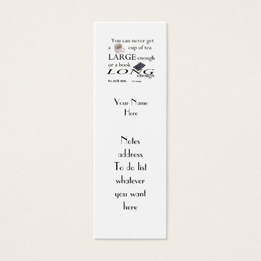 Customizable Reader's C.S.Lewis Quote Bookmark to Customize Business Card Templates