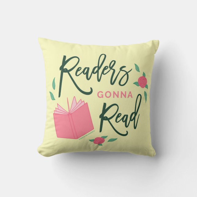 Readers Gonna Read Bookish Floral Throw Pillow (Front)