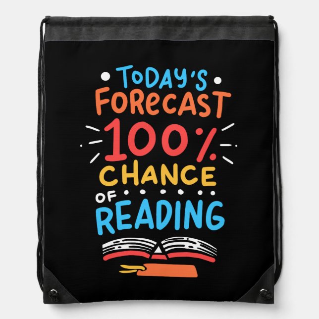Reading - 100% Chance of Reading Drawstring Bag (Front)