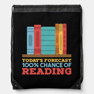 Reading - 100% Chance of Reading Funny Book Drawstring Bag