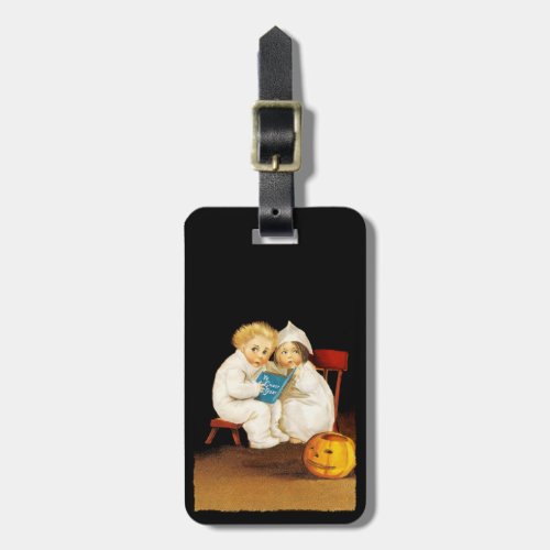 Reading a Scary Story Luggage Tag