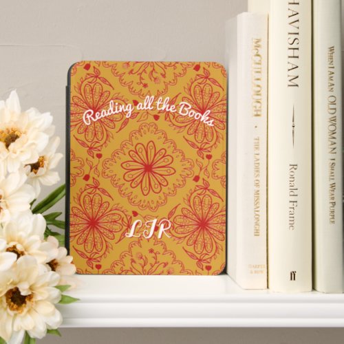 Reading all the Books Floral Art Monogram Kindle Cover