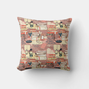 Reading And Books Pattern Throw Pillow