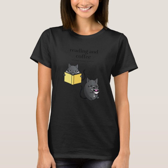 Reading and Coffee Because Murder is Wrong Black T T-Shirt (Front)