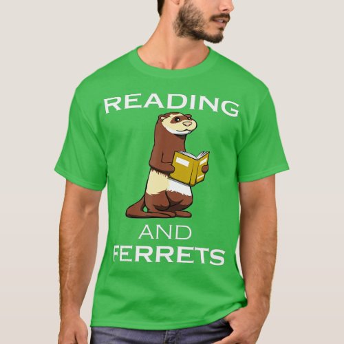 Reading And Cuddling Ferret Funny Rodent  T_Shirt