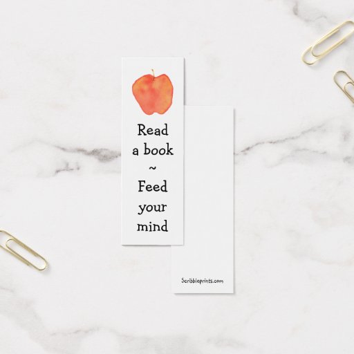 Customizable Reading Apple Mini Bookmark - Business Card