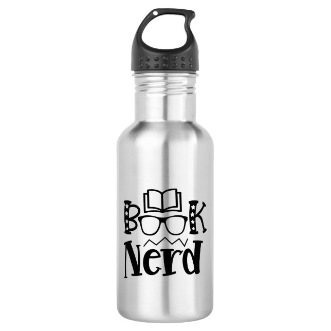 Reading Art Book Nerd Stainless Steel Water Bottle (Front)