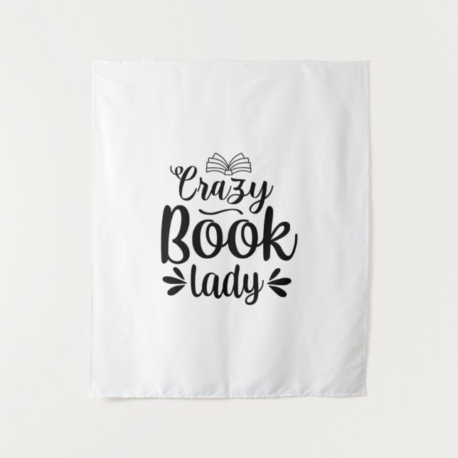 Reading Art Crazy Book Lady Tapestry (Front)