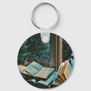 Reading artwork gift keychain