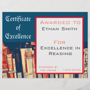 Reading Award certificate Teacher supplies