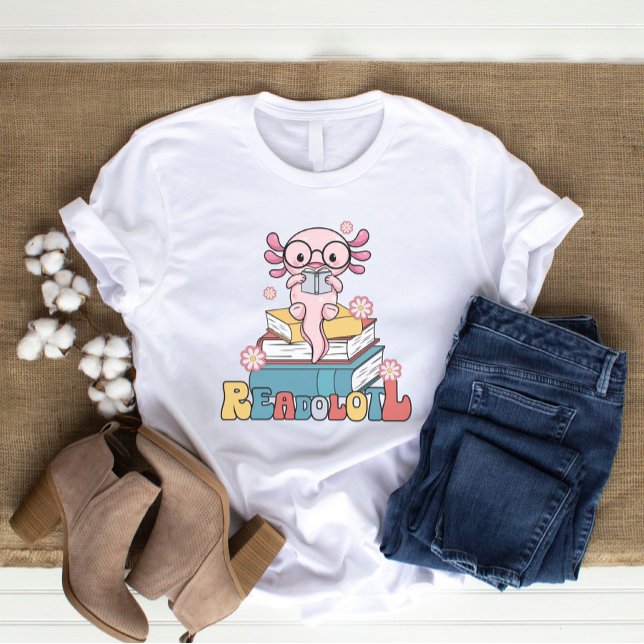 Reading Axolotl Pun Cute Bookworms Reader T-Shirt (Creator Uploaded)