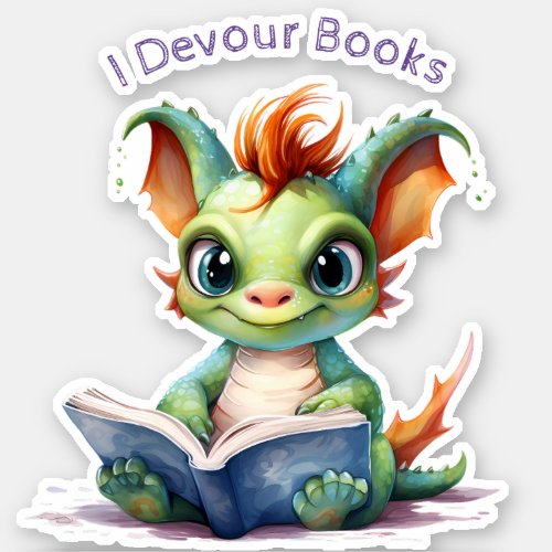  Reading Baby Dragon  _ I DEVOUR AP88 BOOKS Sticker