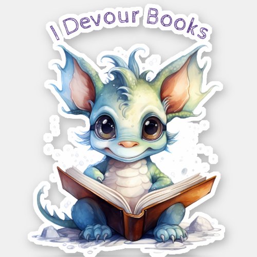   Reading Baby Dragon  _ I DEVOUR BOOKS AP88 Sticker