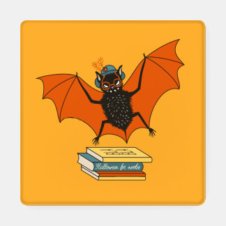 Reading Bat | Whimsical Librarian with Books Coaster Set