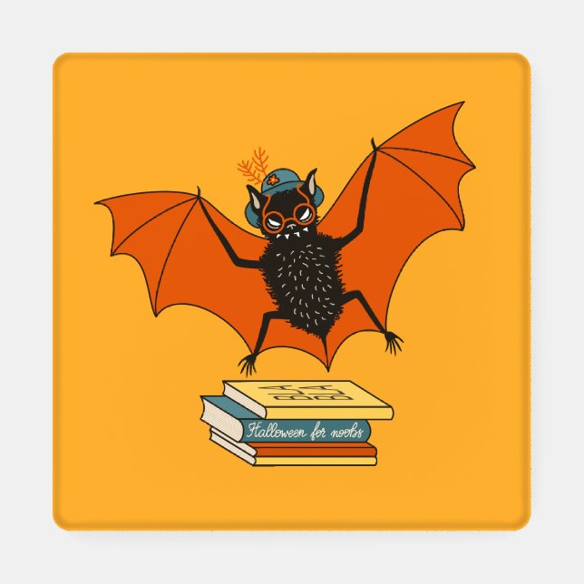 Reading Bat | Whimsical Librarian with Books Coaster Set (Single)