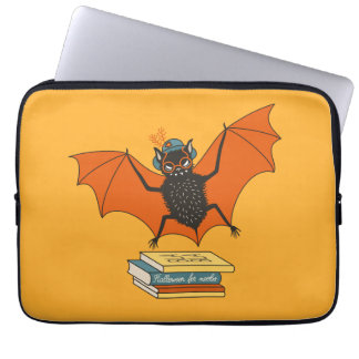 Reading Bat | Whimsical Librarian with Books Laptop Sleeve