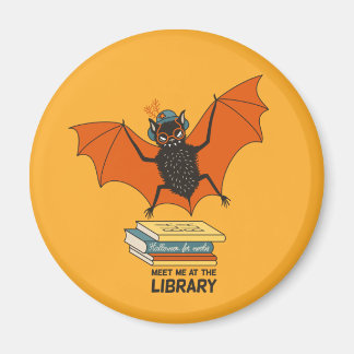 Reading Bat | Whimsical Librarian with Books Magnet