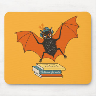 Reading Bat | Whimsical Librarian with Books Mouse Pad