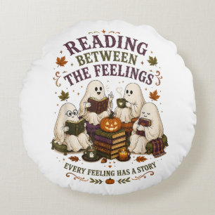Reading Between The Feelings Ghost Readers Round Pillow