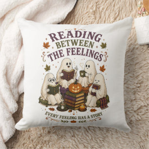Reading Between The Feelings Ghost Readers Throw Pillow