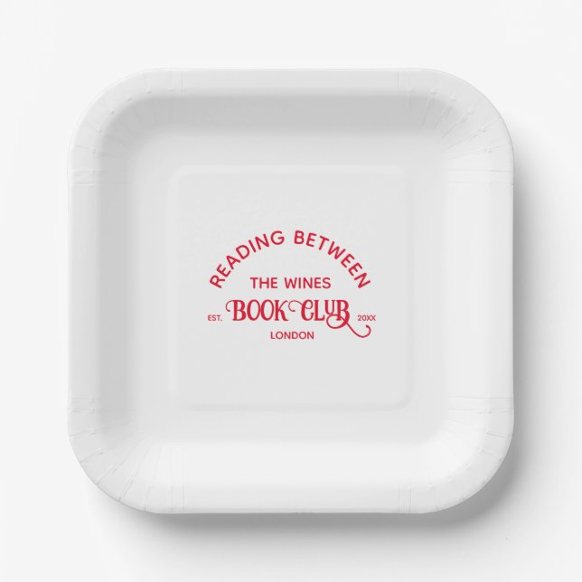 Reading Between The Wines Book Club Red Crest Paper Plates (Front)