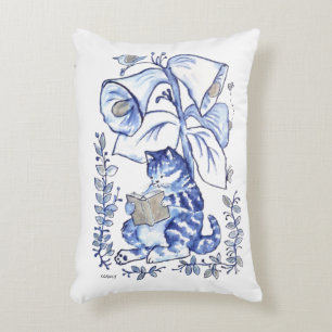Reading Blue Cat Accent Pillow
