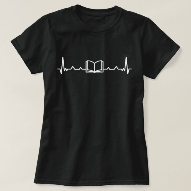 Reading Book Heartbeat T-Shirt I Love To Read Gift (Design Front)