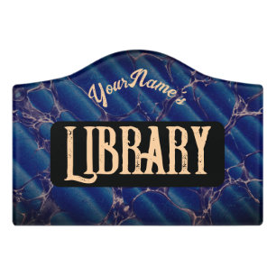 Reading Book Library (Blue) Door Sign