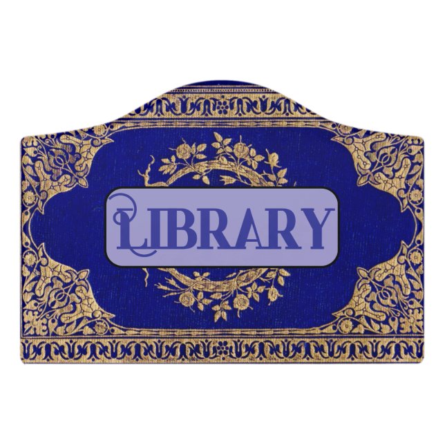 Reading Book Library Door Sign (Small Crest Front)