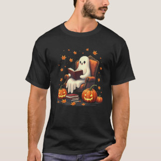 Reading Book Lover Teacher Ghost Book Reade Funny  T-Shirt