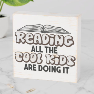 Reading Book Lover Wood Box Sign