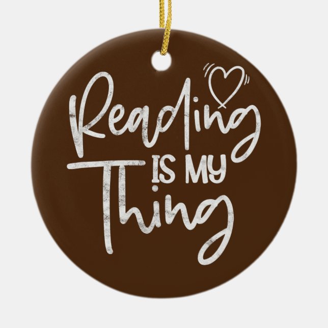 Reading Book Reader Bookworm Librarian Teacher Ceramic Ornament (Front)