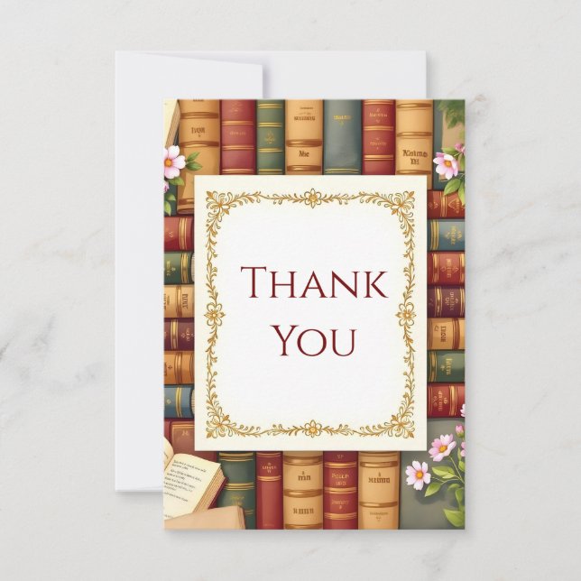 Reading Books Books Lover Thank You Card  (Front)