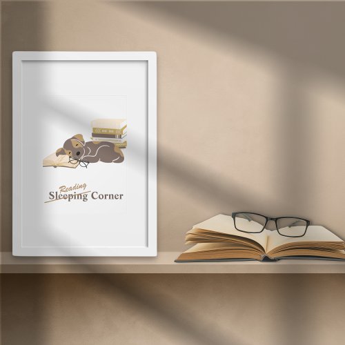 Reading Books Dog Photo Print