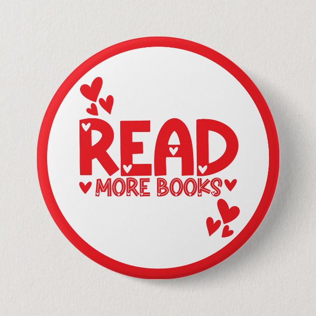 Reading Books Love  Button (Front)