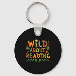 Reading books reader librarian wild animals leopar keychain